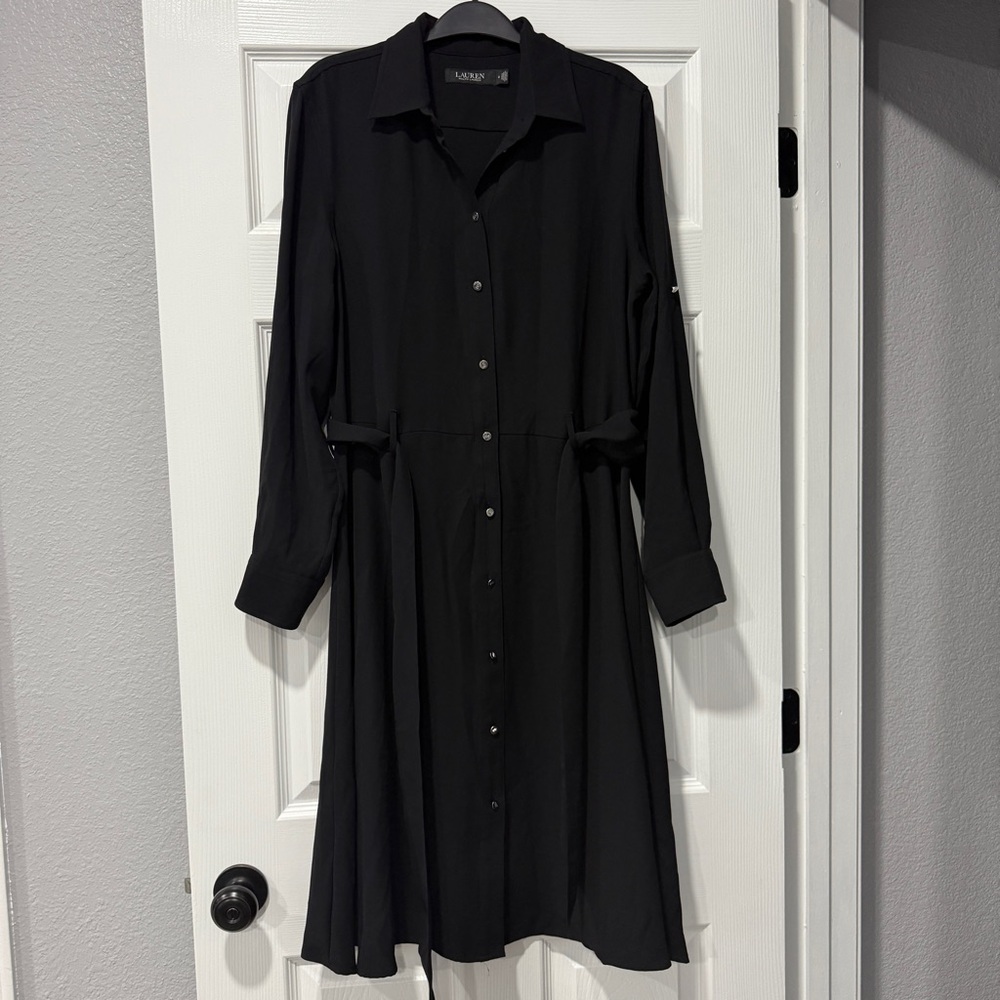 Ralph Lauren Black Long Sleeve Shirtdress - Picture 1 of 6